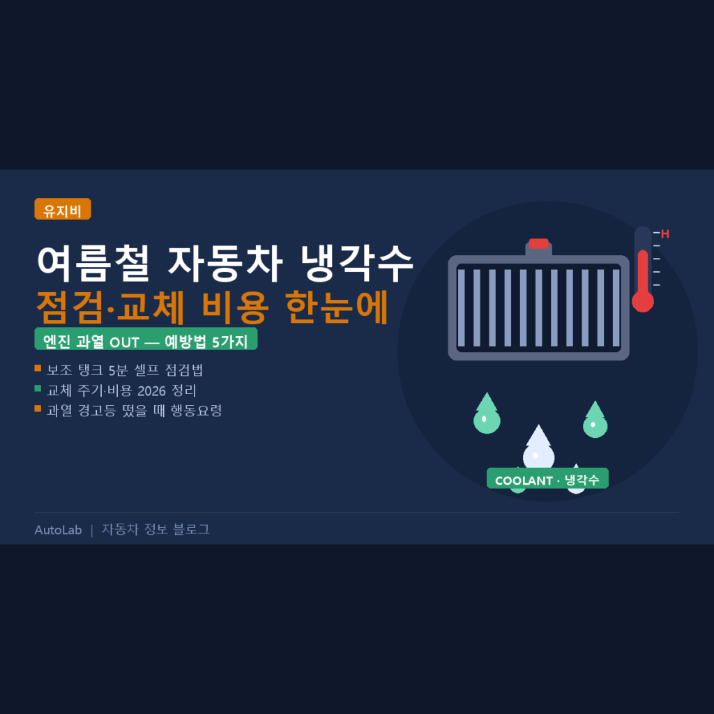 여름철 자동차 냉각수 점검·교체 시기와 비용 — 엔진 과열 예방법 2026