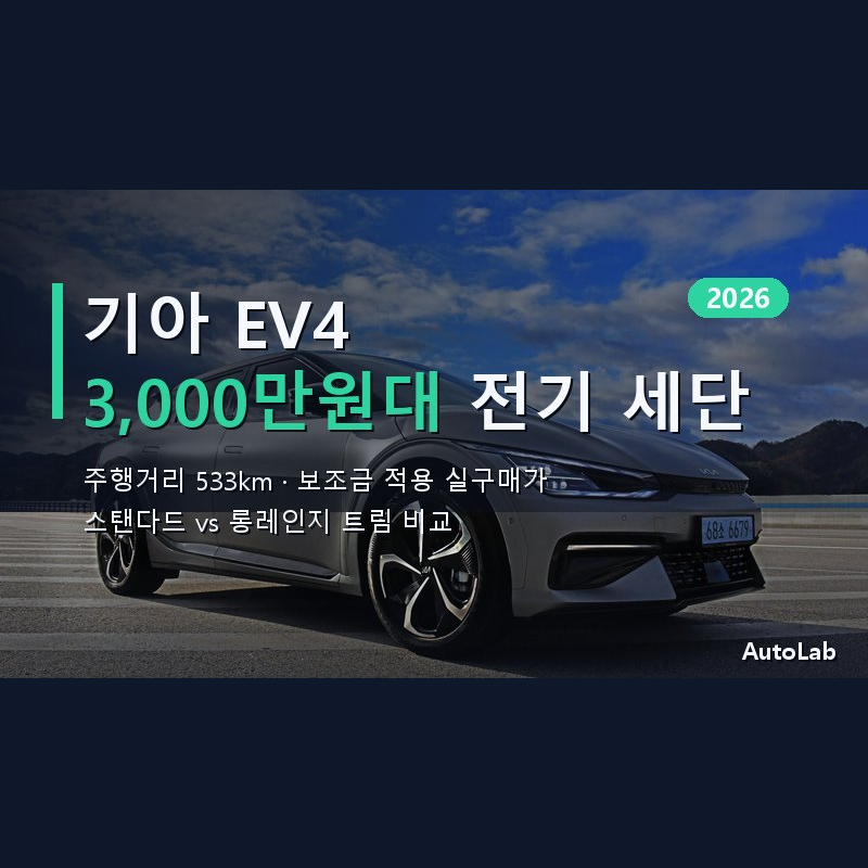 2026 기아 EV4 보급형 전기차 3,000만원대 주행거리·보조금·사전계약 총정리
