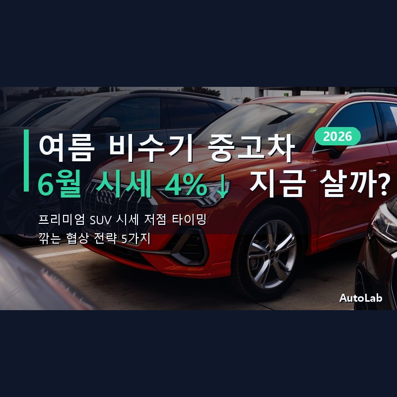 2026 여름 비수기 중고차, 6월 시세 4% 하락 — 프리미엄 SUV 지금 사야 할까? (협상 전략 총정리)