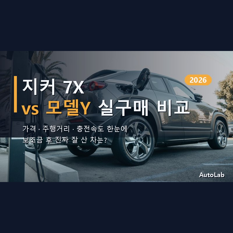 지커 7X vs 테슬라 모델Y 2026 가격·주행거리·충전속도 실구매 비교