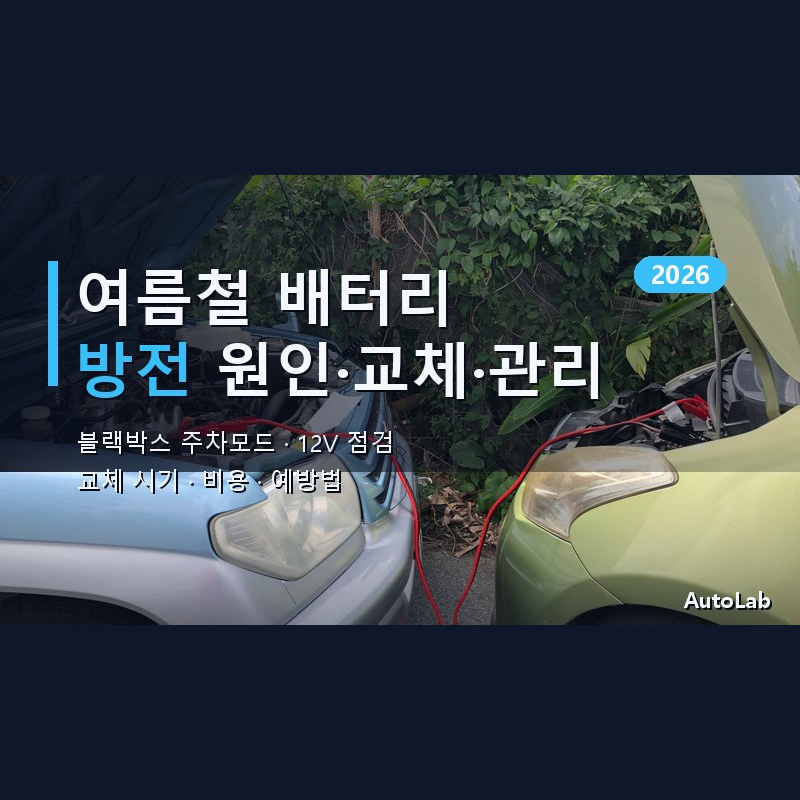 여름철 자동차 배터리 방전 원인·교체 시기·비용 12V 관리법 2026