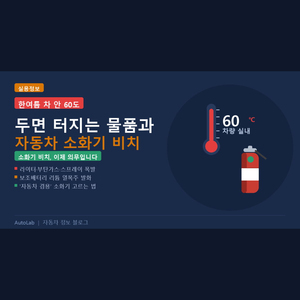여름철 차량 폭염 60도, 폭발 위험 물품과 자동차용 소화기 비치 가이드