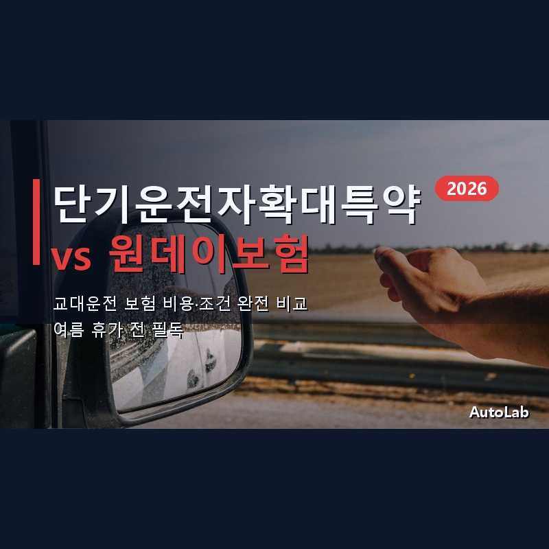 단기운전자확대특약 vs 원데이보험 — 교대운전 비용·조건 완전 비교 2026
