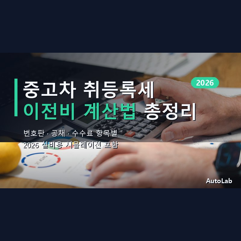 중고차 취등록세·이전비 실비용 계산법 2026 — 번호판·공채 포함 총정리