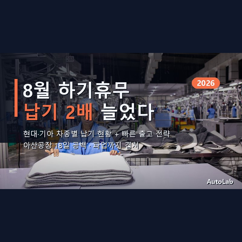 현대·기아 8월 하기휴무 2026 — 납기 2배 늘어난 차종·빠른 출고 전략 총정리