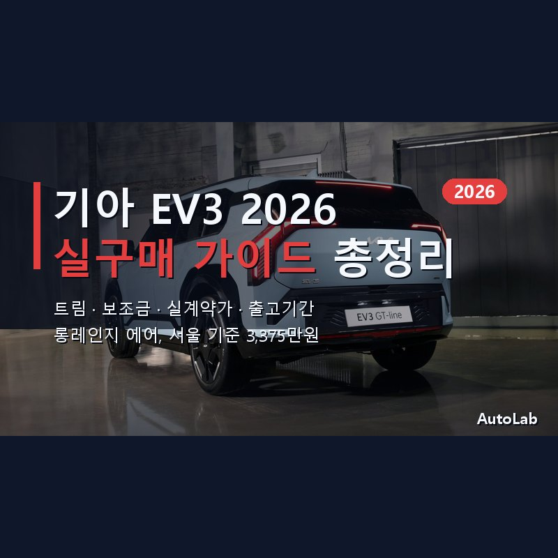 기아 EV3 2026 실구매 가이드 — 트림·보조금·실계약가·출고기간 한 번에 총정리