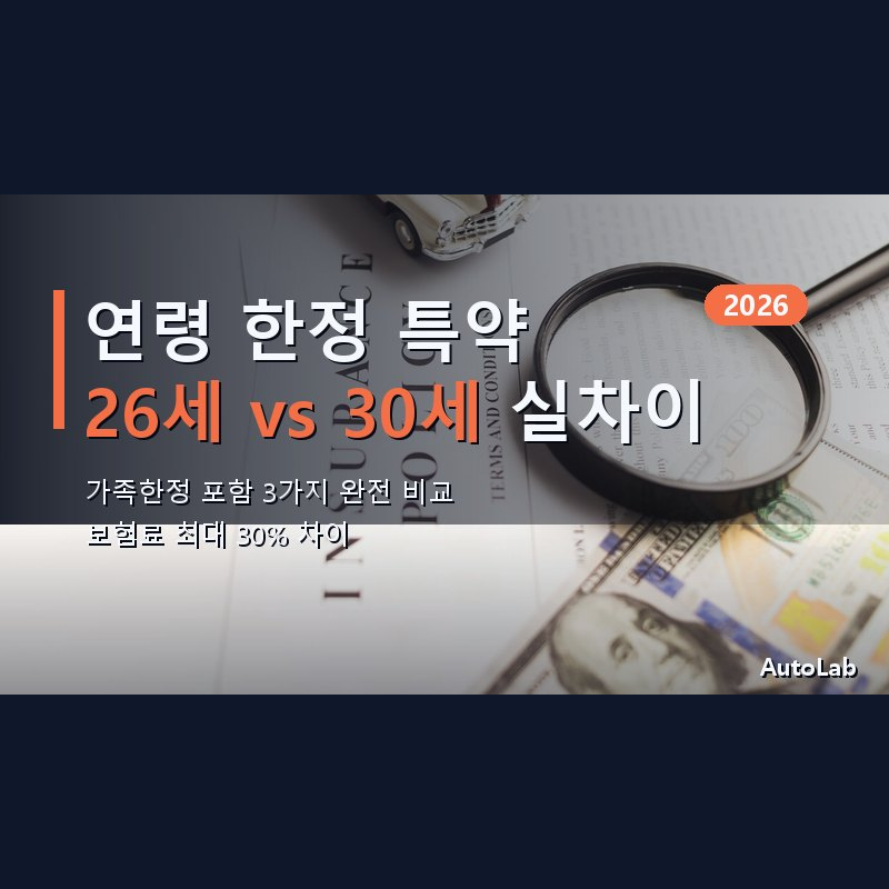 자동차보험 연령 한정 특약 만 26세 vs 만 30세 vs 가족한정 — 보험료 실차이와 선택 기준 2026