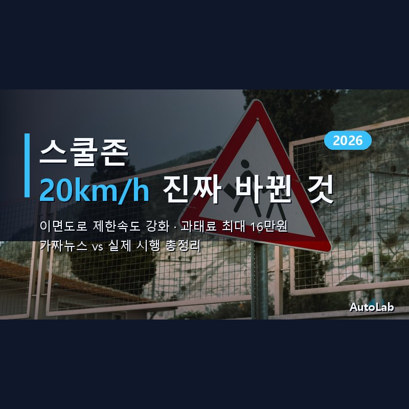 2026 스쿨존 이면도로 제한속도 20km/h 강화 과태료 벌점 단속 시행 총정리
