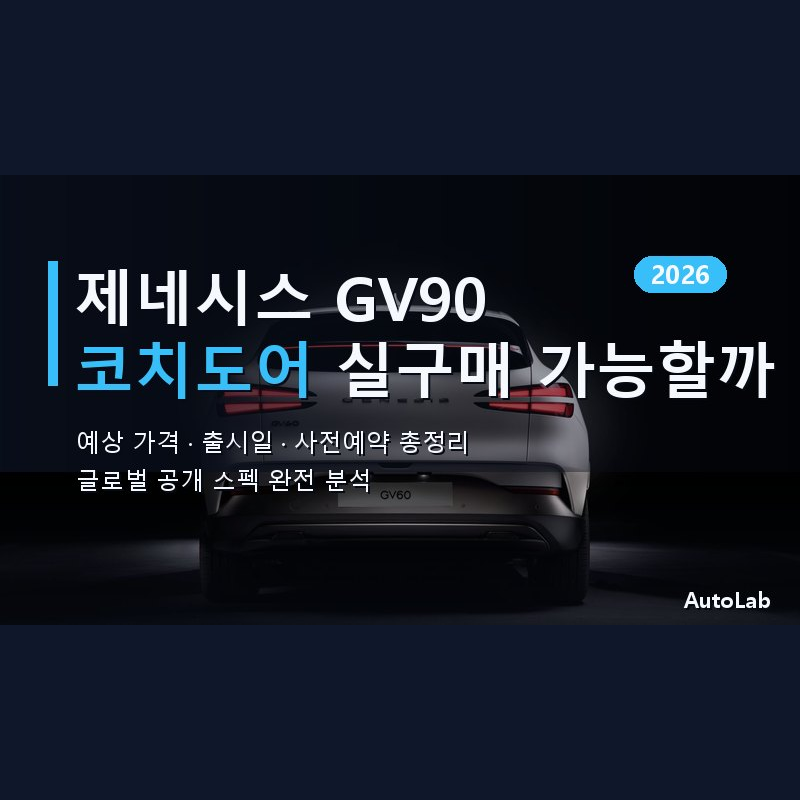 제네시스 GV90 글로벌 공개 — 코치도어·예상 가격·출시일·사전예약 총정리 2026