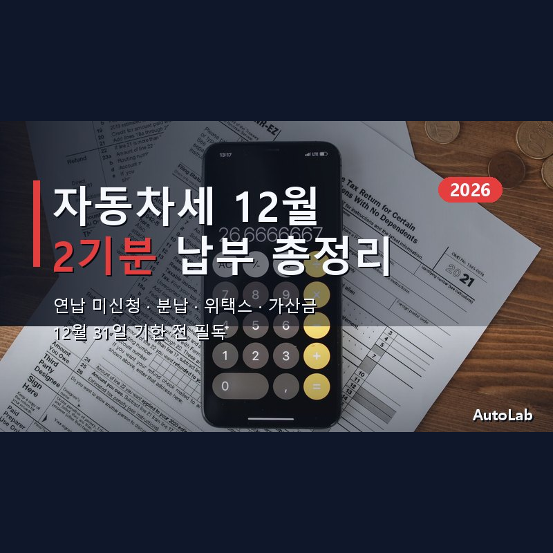 2026 자동차세 12월 2기분 납부 방법 총정리 — 연납 미신청·분납 절차·위택스·가산금